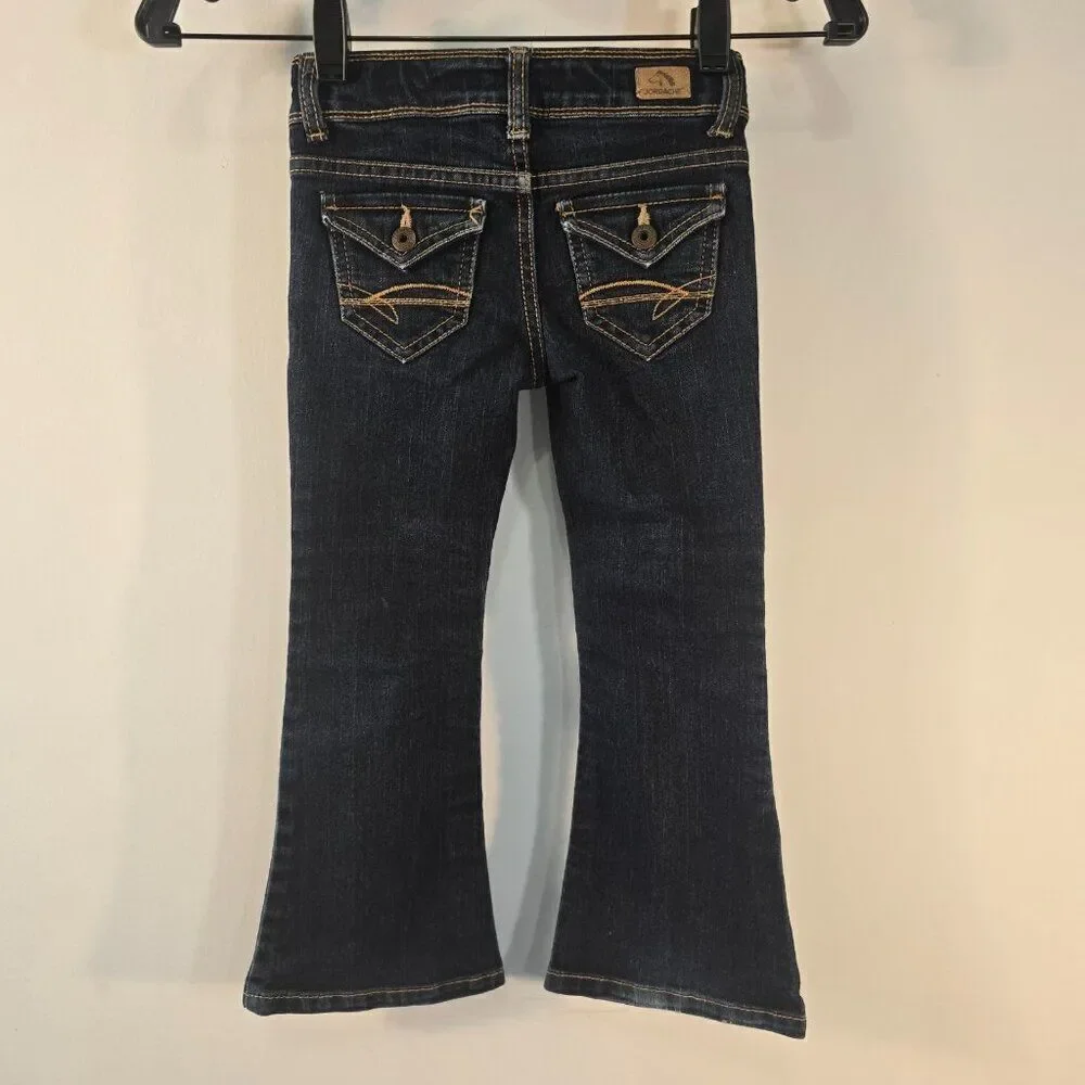 Girls Jordache Jeans Flare Cut Stretchable Blue Jeans Adjustable Waist Size 5